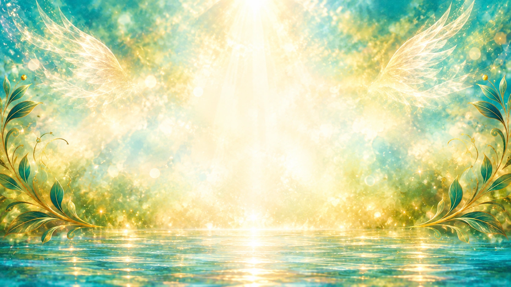Celestial Golden Water Garden Background.png