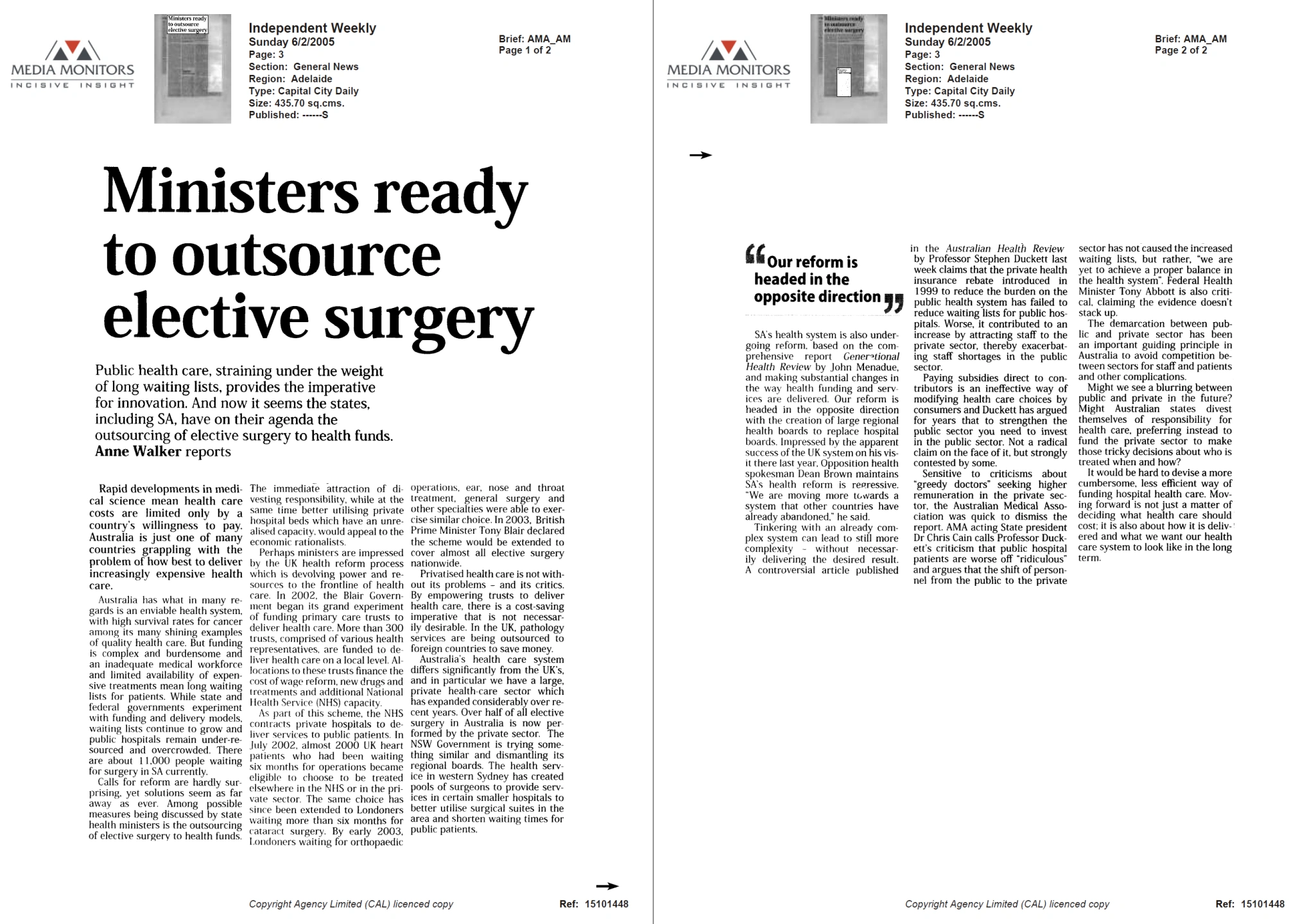 Independent Weekly on outsourcing health.png