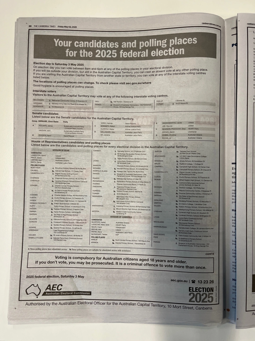 Canberra Times polling place ad (1).JPG
