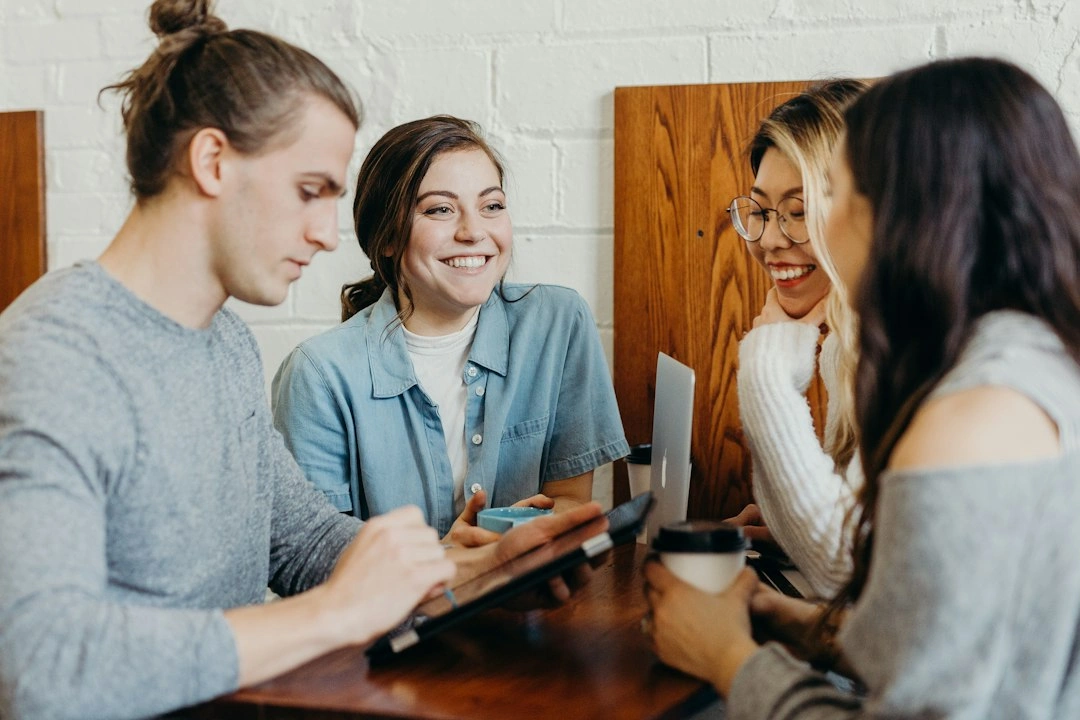 Friends catching up at a local cafe