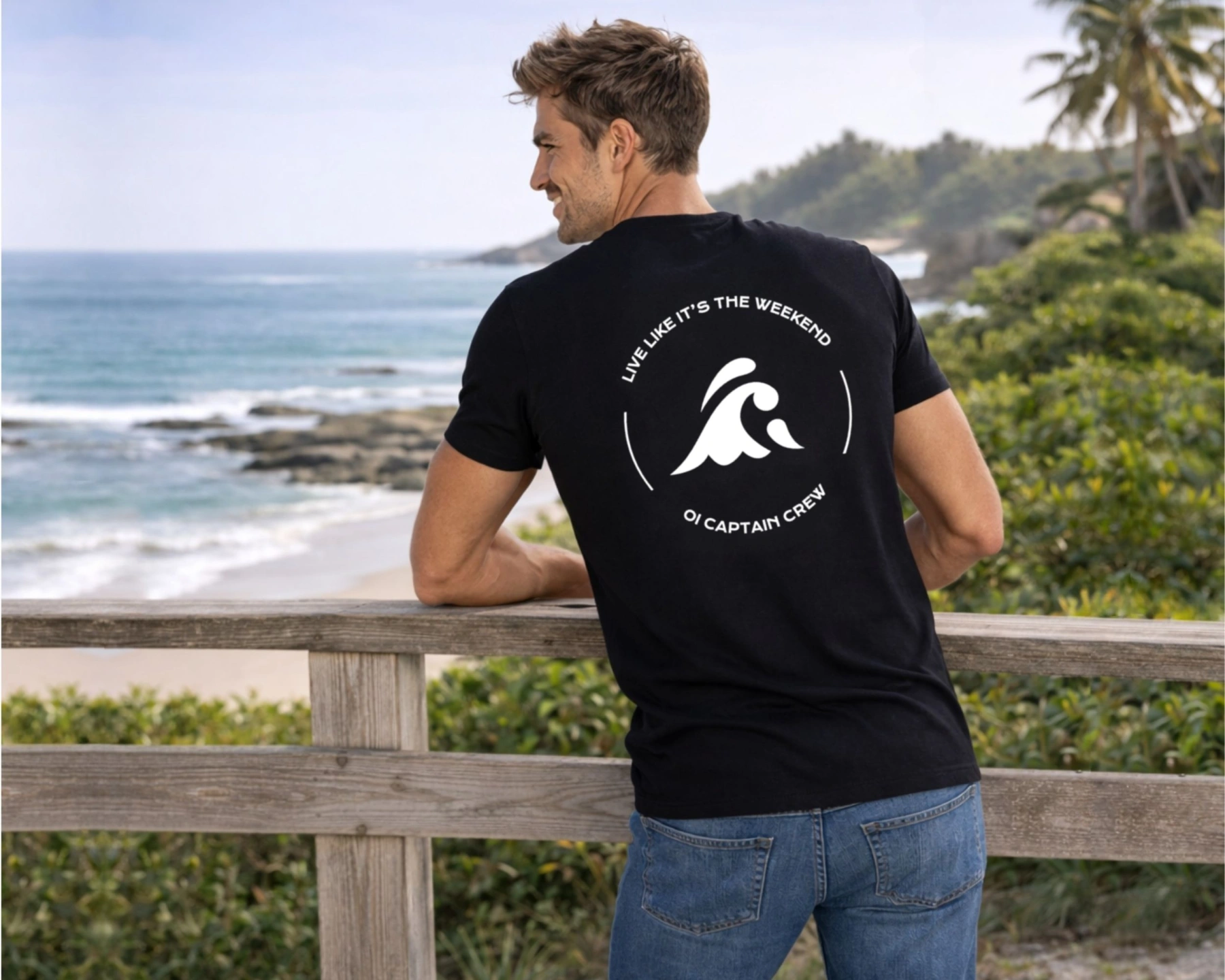 oi captain male model wearing eclipse tshirt black back wave graphic coastal lifestyle.jpg