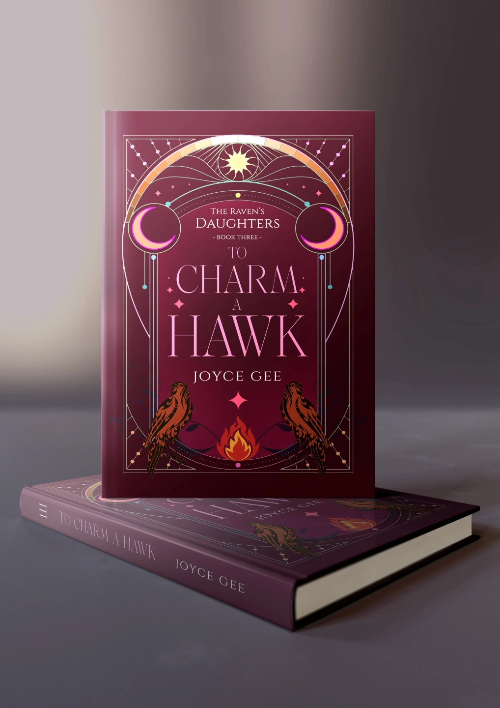 web author_joyce gee_the raven's daughters_To Charm a Hawk_Book Mock-up Hard Cover 2.jpg