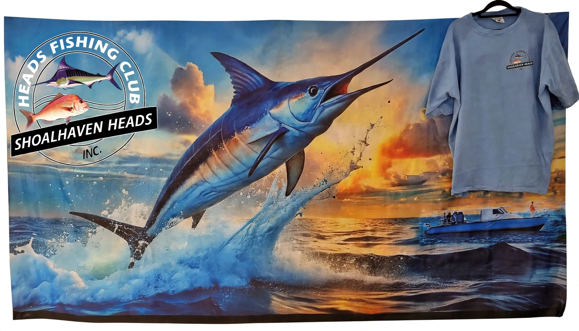 Marlin and light blue T Shirt Front.webp