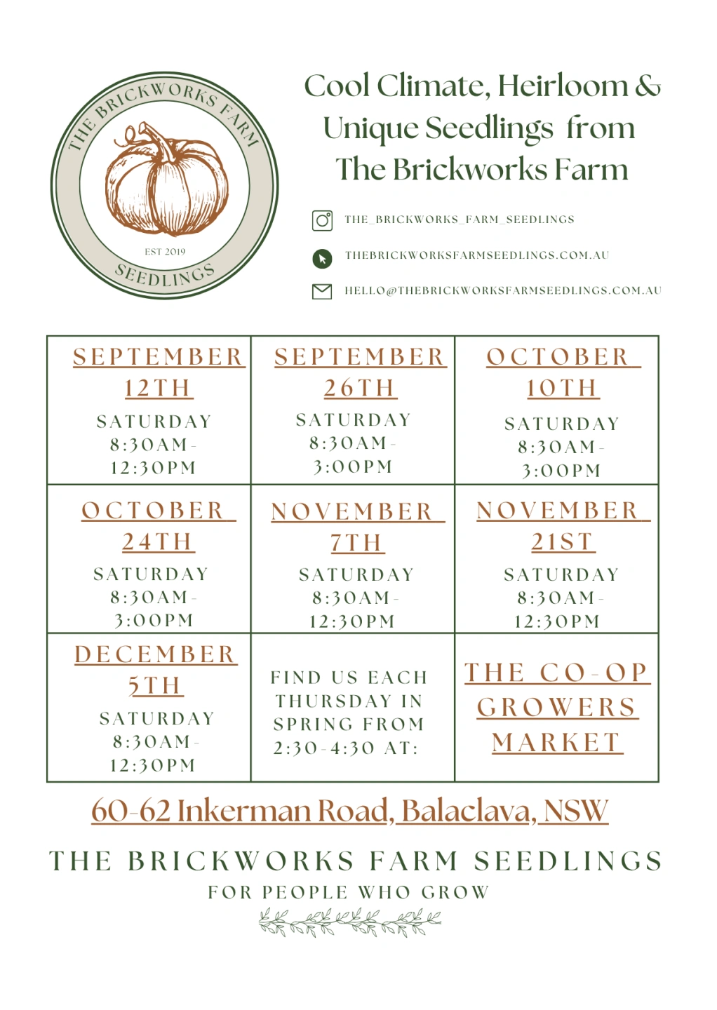 NEXT SEEDLING SALE SATURDAY, SEPTEMBER 12TH,  8:30-12:30