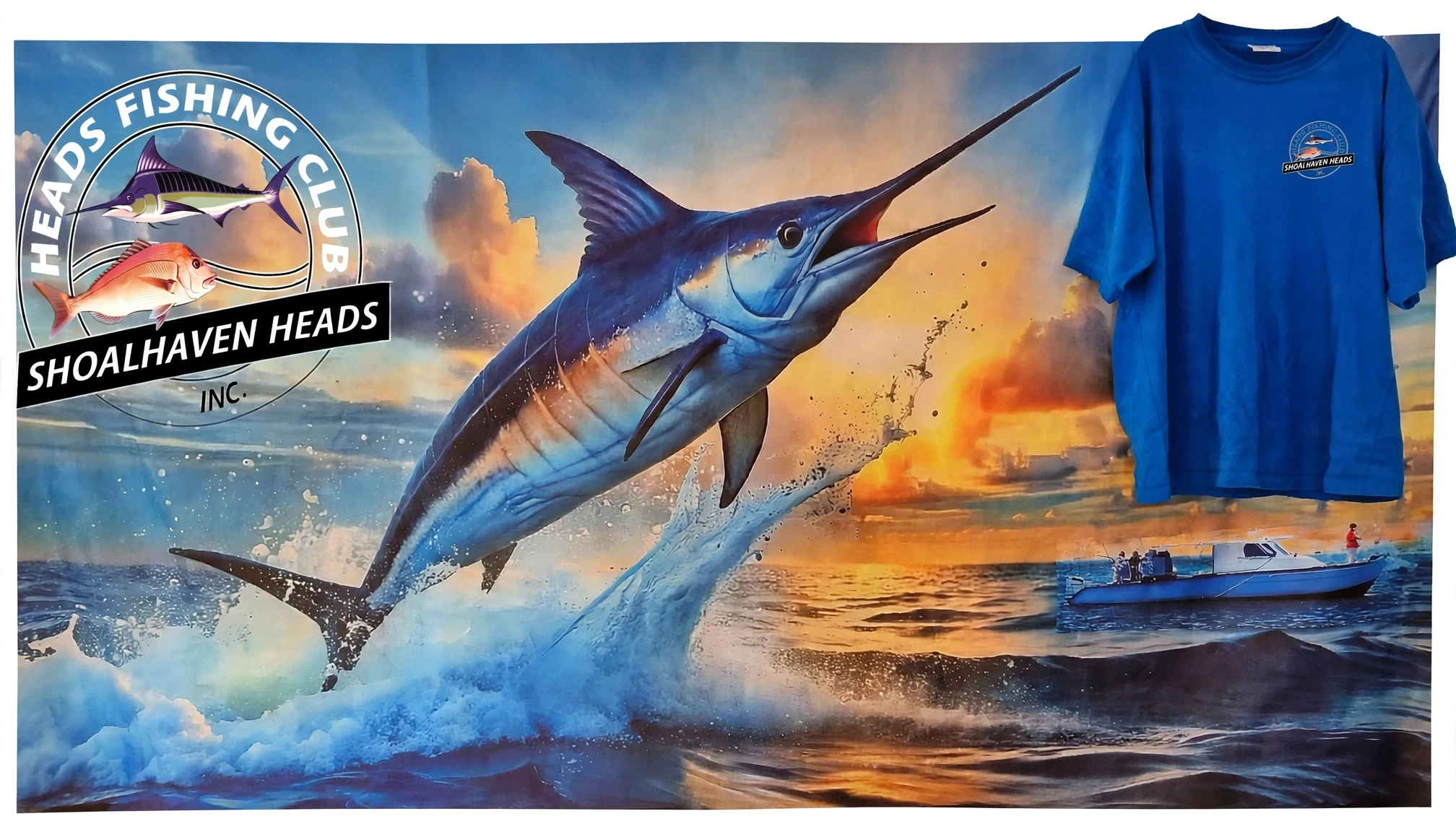 Marlin and dark blue T Shirt Front.webp
