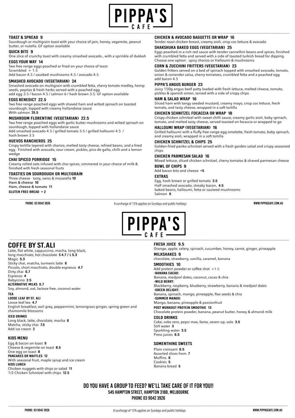 Our menu