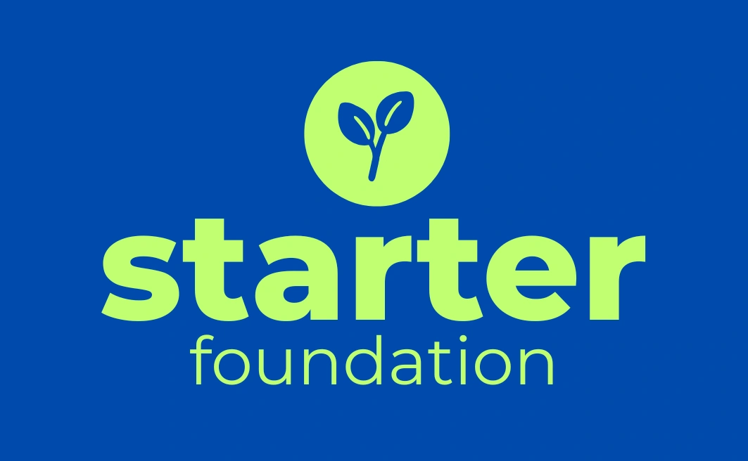 Starter package banner, “starter foundation” with a sprout icon