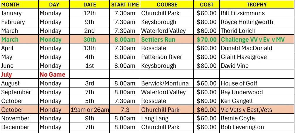 2026 Schedule