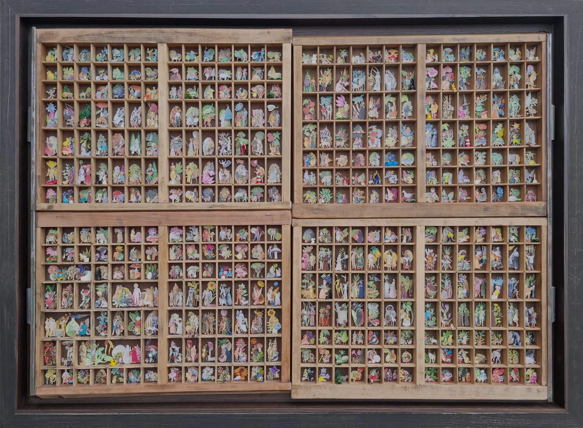 OAKLEY_Marlies_01_Three Hundred and Eighty Three 5 Minute Bedtime Stories for Adults and Children_2025_Collage, Bought and Found Objects in Vintage Letter Trays_102x130cm.jpg