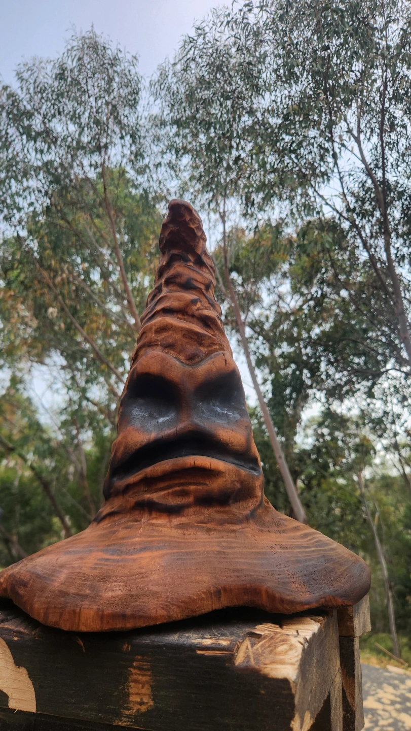 Wood carved sorting hat Harry Potter.jpg