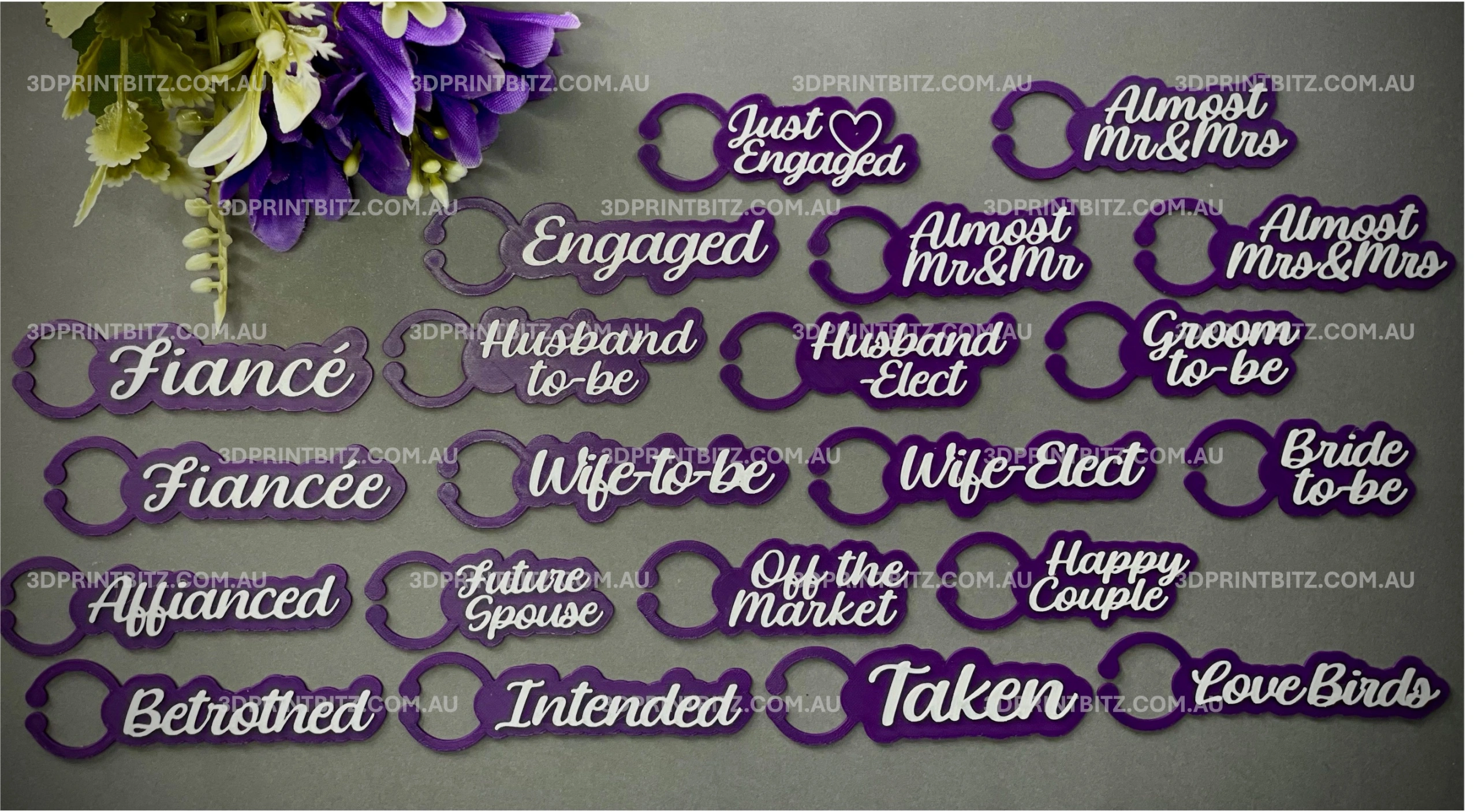 Wine Glass Name Tags - Engagement (Purple & White).jpg
