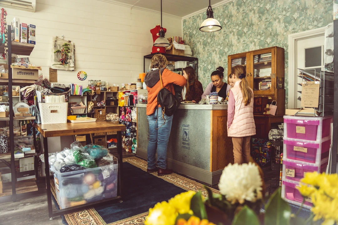 The bower shop with customers and sales counter
