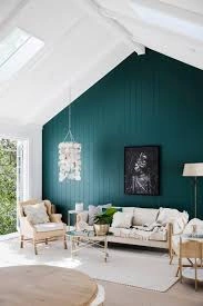 dulux contrasting teal and white living room wall.jfif