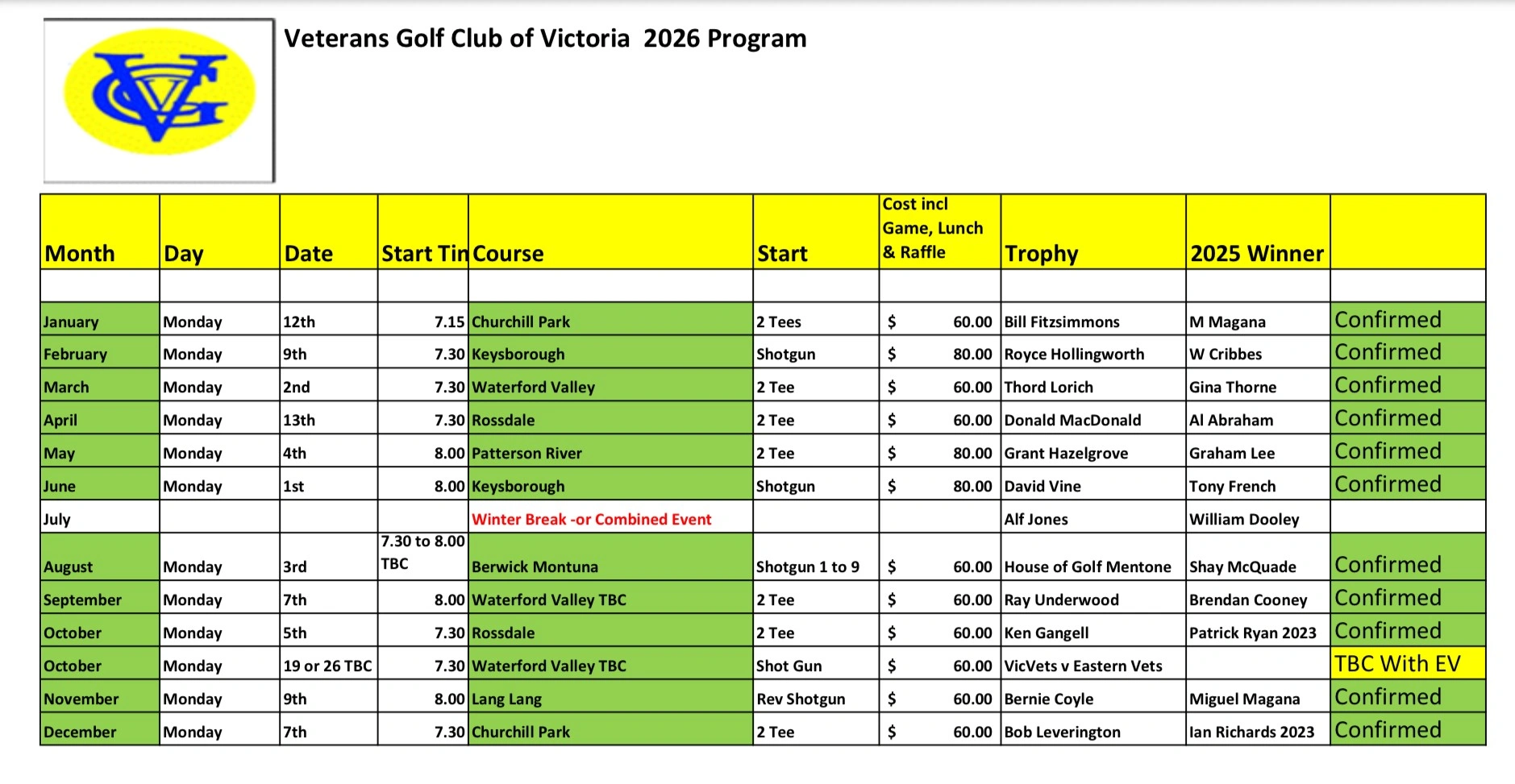 2026 Schedule