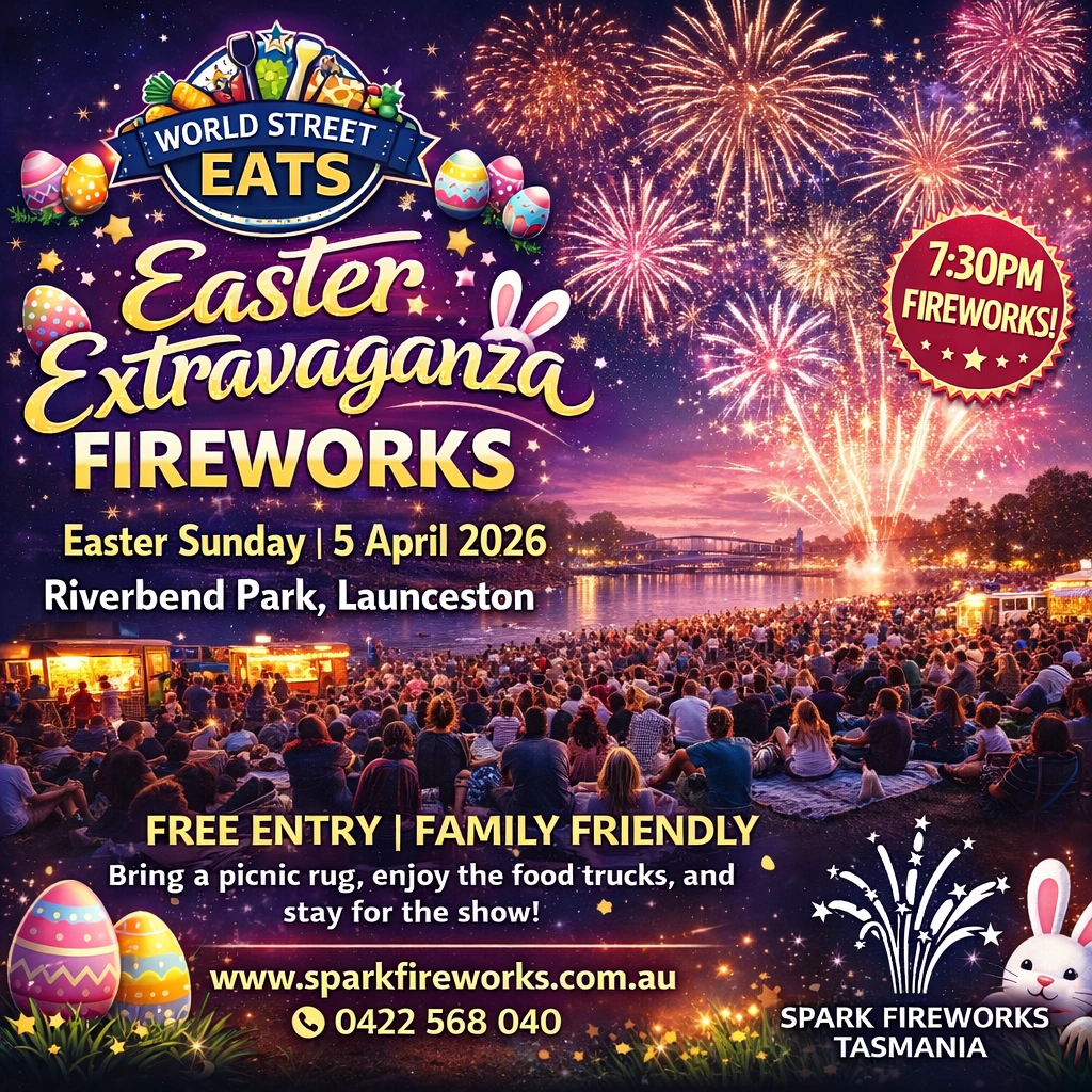 Easter fireworks Launceston Tasmania