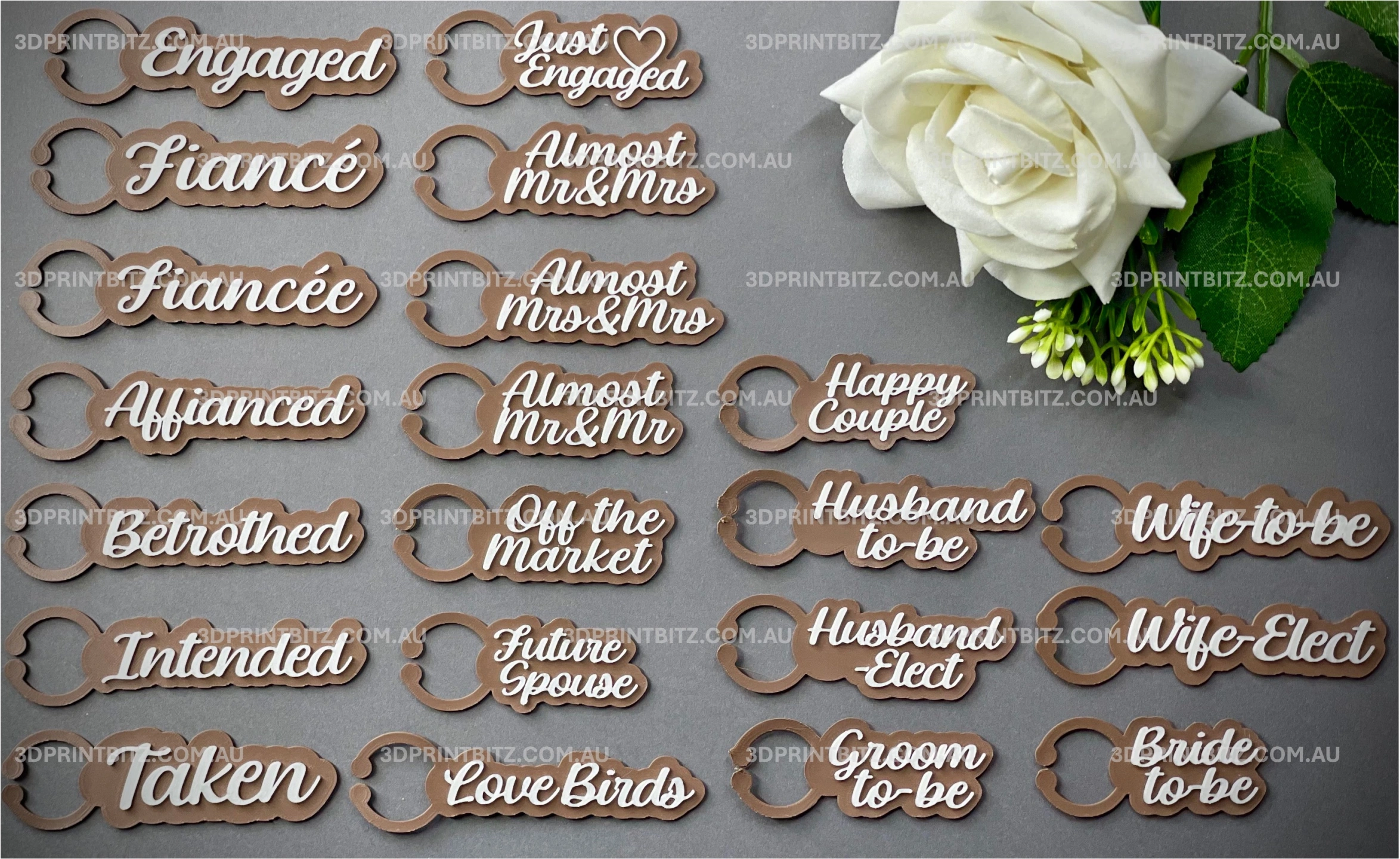 Wine Glass Name Tags - Engagement (Brown & White).jpg