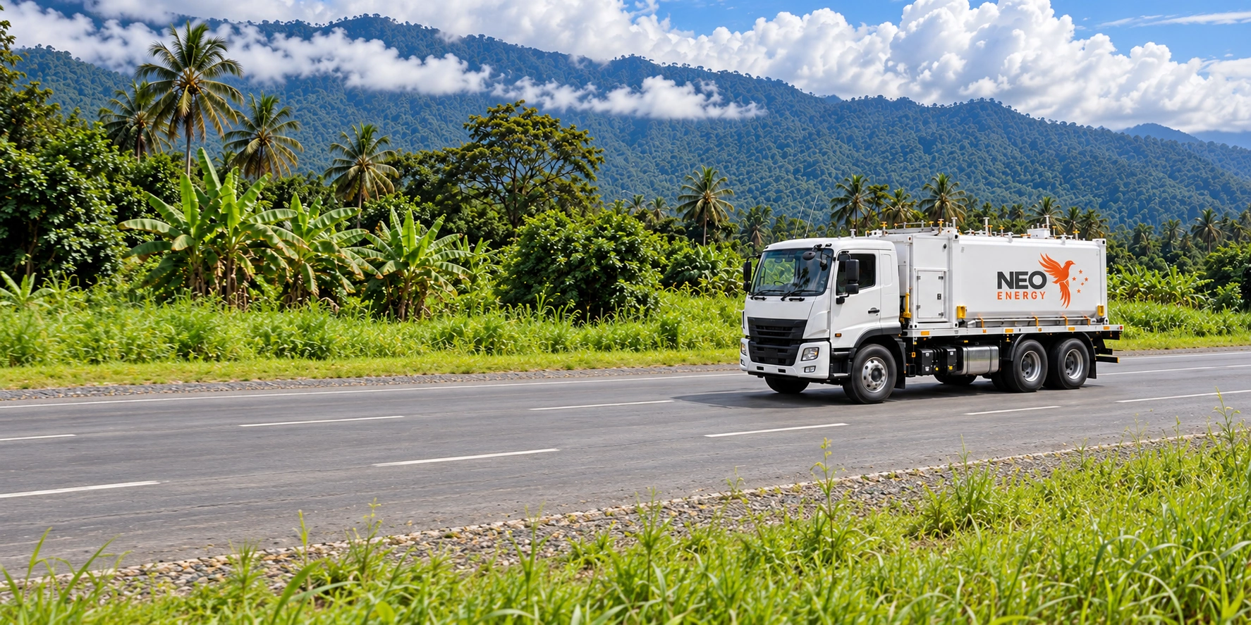 Neo Energy truck on Lae highway.png