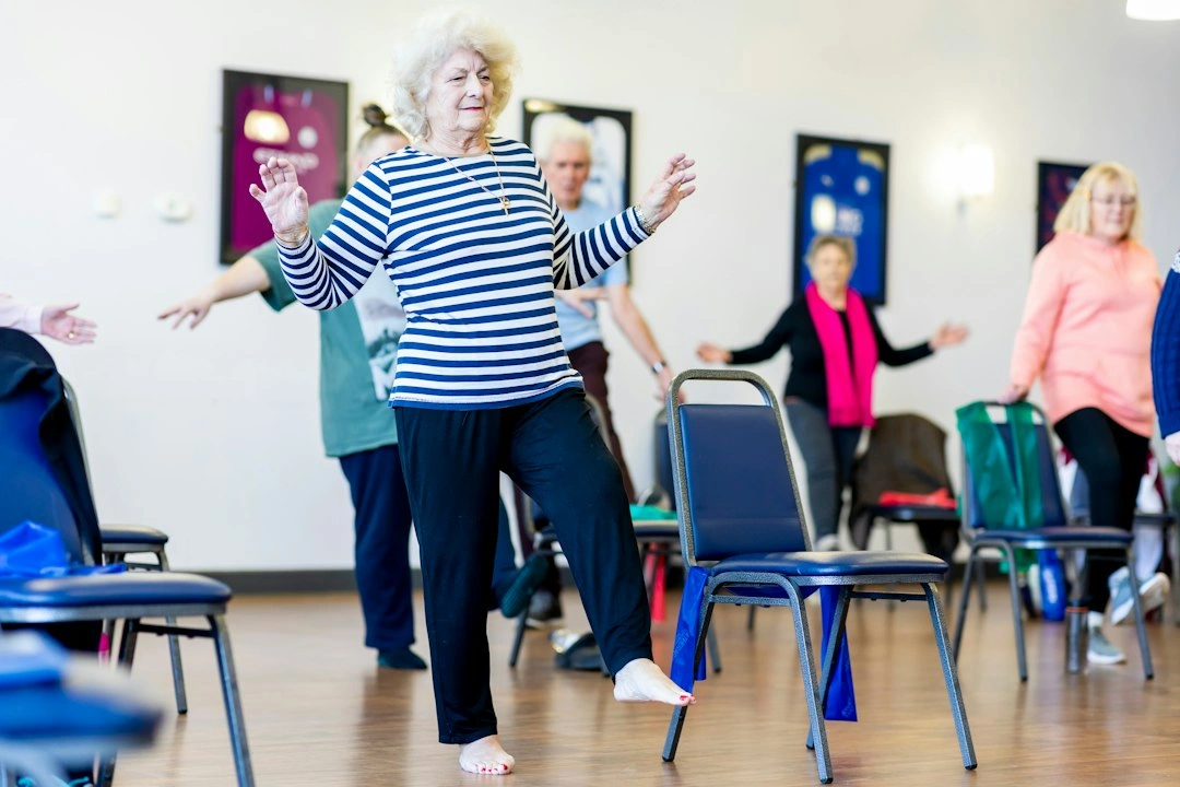 Group of older women enjoying an activity class