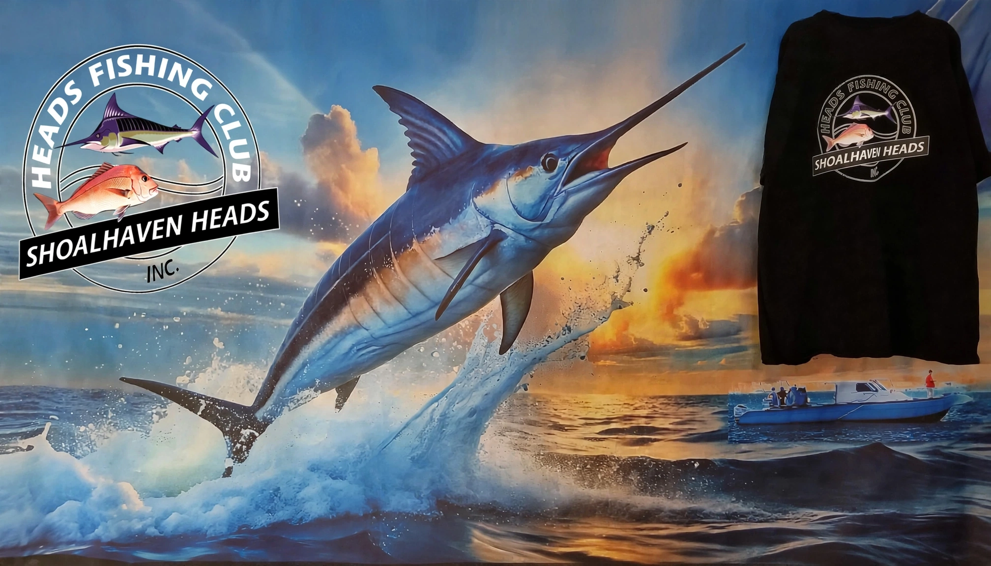 Marlin Black T Shirt Back.webp