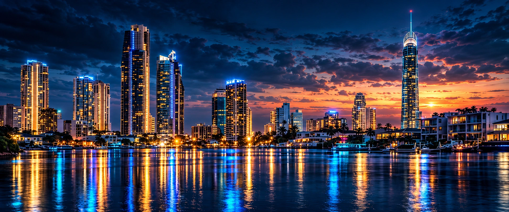 Neon Twilight Waterfront Skyline.png