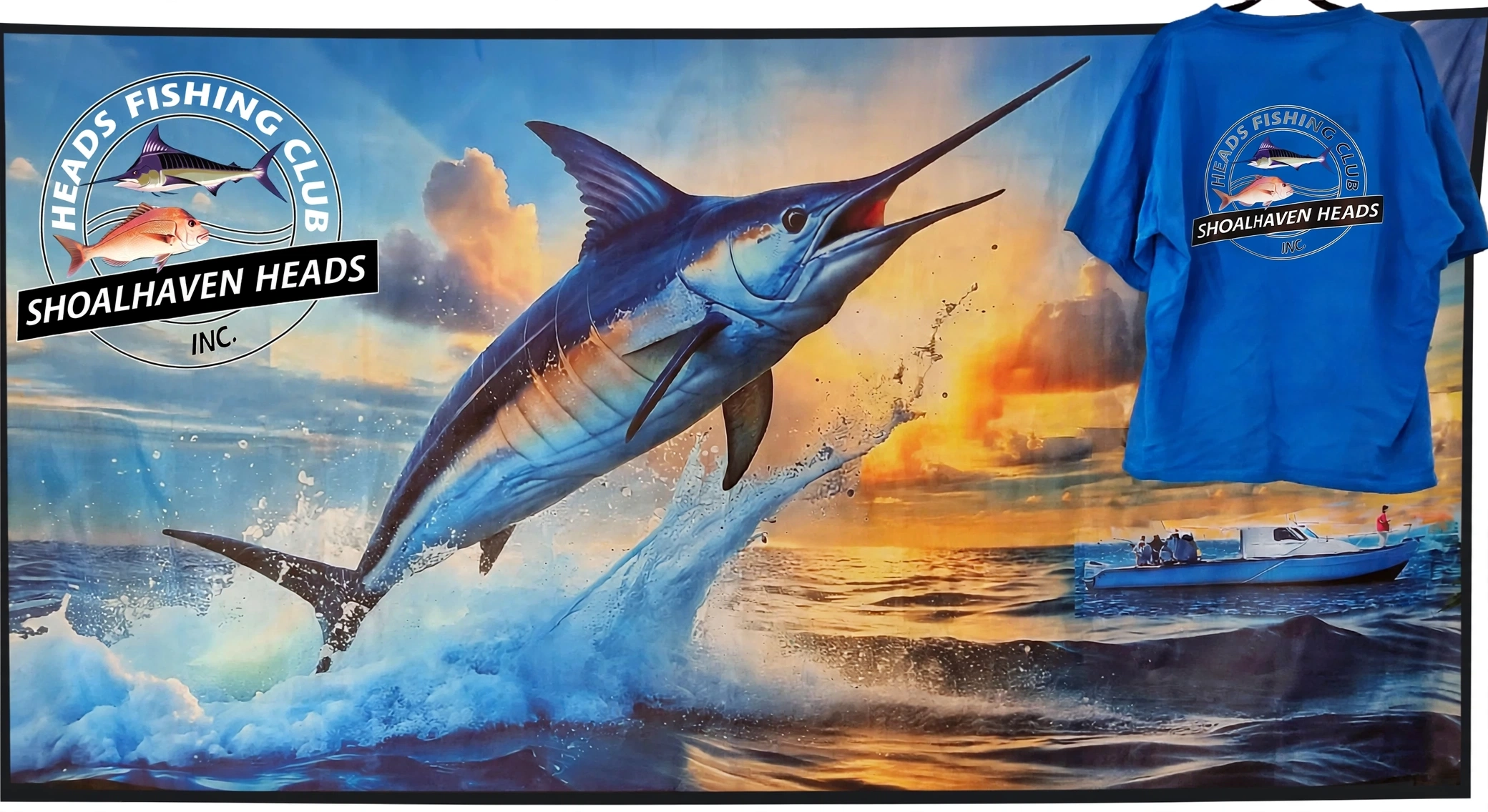 Marlin and dark blue T Shirt Back.webp