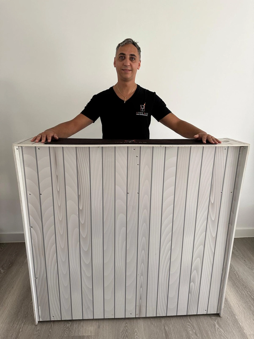 White Timber Grain Pop Up Bar