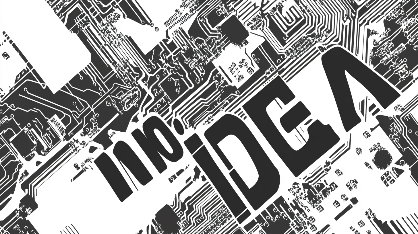 A circuit diagram that forms the words _no idea_, in black and white, looking down on top view_1.png