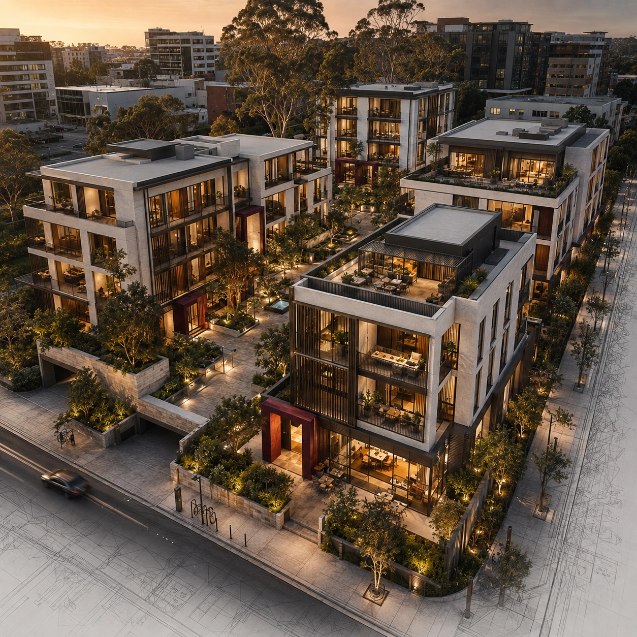 Canberra Courtyard Residences at Golden Hour.png